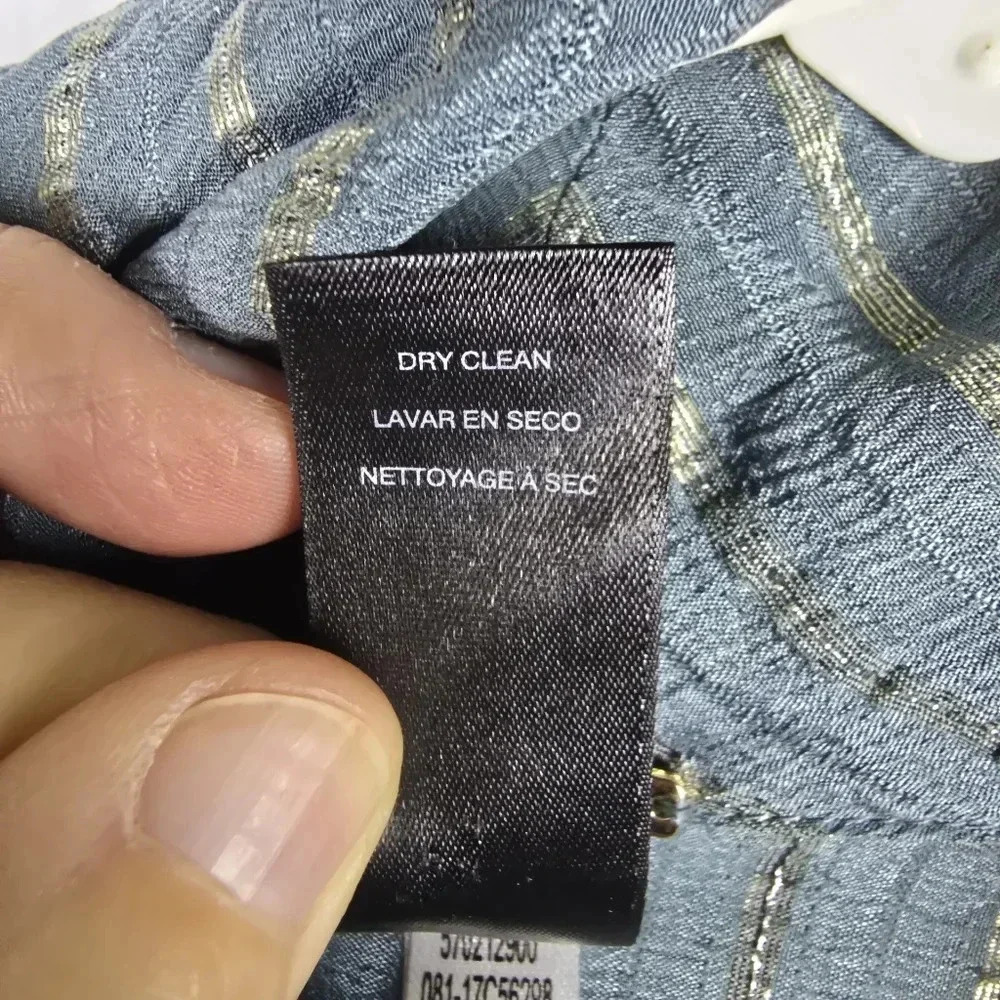 Chico's Black Label Silk Blend Metallic Blouse Blueish Grey Color Chico's Size 0 - Picture 13 of 13